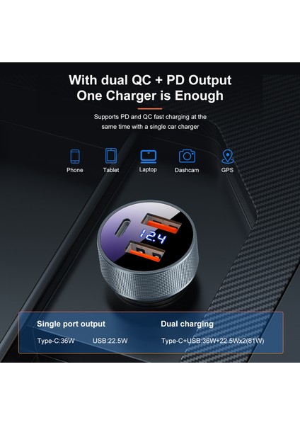 Stil 1 Gtwın USB Araç Şarj Cihazı Qc 3.0 80W Tip C Pd Hızlı Araba Şarjı Telefon Şarj Adaptörü iPhone Xiaomi Samsung Cep Telefonu Için (Yurt Dışından) fiyatları