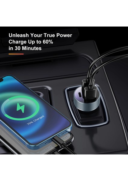 Stil 1 Gtwın USB Araç Şarj Cihazı Qc 3.0 80W Tip C Pd Hızlı Araba Şarjı Telefon Şarj Adaptörü iPhone Xiaomi Samsung Cep Telefonu Için (Yurt Dışından) indirimleri