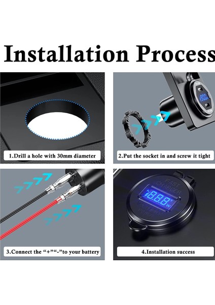 Kırmızı 90W Metal Çift USB C Tipi C Pd Hızlı Araç Şarj Cihazı Gerilim/güç Göstergesi Su Geçirmez Suv Motosiklet Kamyon Tekne Otobüs Rv Atv Için (Yurt Dışından) fırsatları