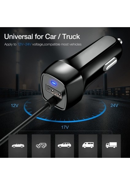 Siyah Mikro USB USB Araç Şarj Cihazı Yaylı USB Kablosu Çakmak Kablosu Micor USB Araç Şarj Cihazı C Tipi Kablo Siyah ve Beyaz (Yurt Dışından) modelleri