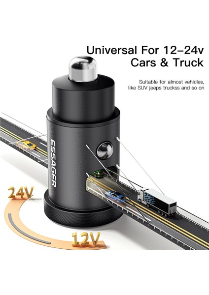 Mavi 30W A'dan C'ye Essager USB C Araç Şarj Cihazı 45W 5A Hızlı Şarj 4.0 Qc Pd 3.0 Scp USB Tip C IPHONE14 13 Için Hızlı Şarj Huawei Samsung Xiaomi (Yurt Dışından) fırsatları