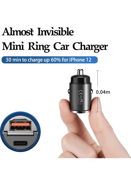 Siyah Remax Mini Halka 30W Pd+Qc Hızlı Araç Şarj Şarj Cihazı 1A1C Çıkış Çoklu Tüm Cep Telefonları ve Tabletler Için Uyumlu (Yurt Dışından) fırsatları