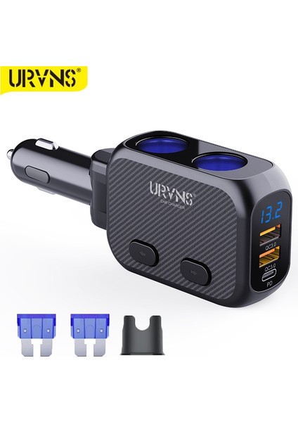 Yalnızca Siyah Araç Şarj Cihazı Urvns Çakmak Ayırıcı, Type-C 20W Pd Hızlı USB C Araç Şarj Cihazı Çift Qc 3.0 180W Telefonlar Için 2 Soketli Adaptör, Araç Kamerası (Yurt Dışından) indirimleri