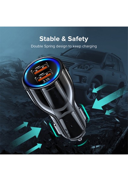 Beyaz 1 USB 3.1A Araç Şarj Cihazı Çift USB Pd Qc LED Hızlı Telefon Şarj Kablosu Adaptör Fişi iPhone 13 12 11 8 iPad Samsung S22 Xiaomi Huawei Lg (Yurt Dışından) fırsatları