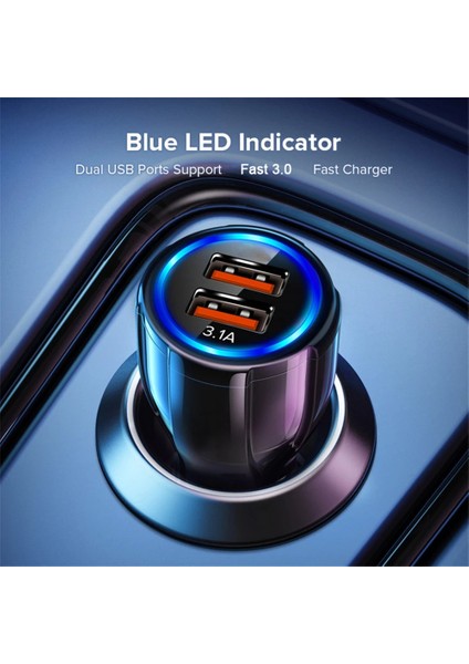 Beyaz 1 USB 3.1A Araç Şarj Cihazı Çift USB Pd Qc LED Hızlı Telefon Şarj Kablosu Adaptör Fişi iPhone 13 12 11 8 iPad Samsung S22 Xiaomi Huawei Lg (Yurt Dışından) indirimleri