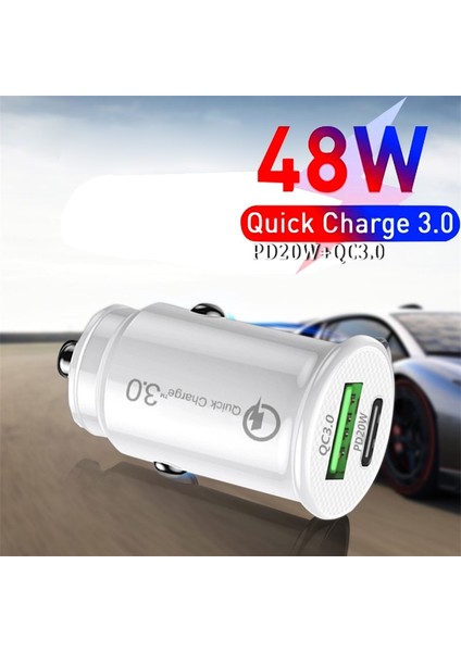 Siyah Araç Şarj Cihazı Pd 48W Hızlı Şarj Hızlı Şarj 4.0 Qc3.0 USB Tip C Şarj Cihazı iPhone 14 Pro 12 11 Xiaomi Samsung MacBook Dizüstü Bilgisayar (Yurt Dışından) fırsatları