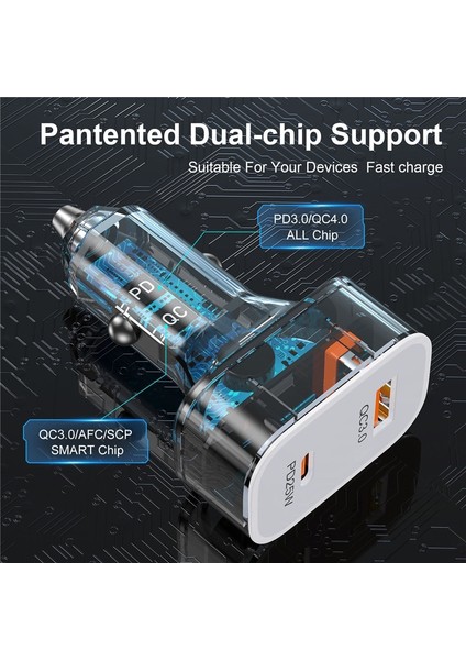 Siyah B Uslıon Pd 25W USB Araç Şarj Cihazı Hızlı Şarj Qc 3.0 Dijital Ekran Araç Şarjı iPhone 14 Xiaomi Huawei Telefon Şarj Cihazı Arabada (Yurt Dışından) fırsatları