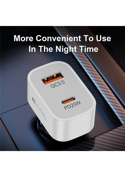 Siyah B Uslıon Pd 25W USB Araç Şarj Cihazı Hızlı Şarj Qc 3.0 Dijital Ekran Araç Şarjı iPhone 14 Xiaomi Huawei Telefon Şarj Cihazı Arabada (Yurt Dışından) indirimleri