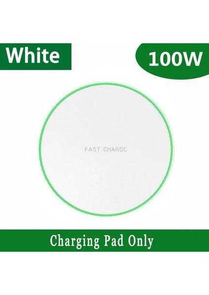 Sadece Beyaz Ped 100W Kablosuz Şarj Pedi iPhone 14 13 12 11 Pro Max x 8 Samsung Xiaomi Telefon Şarj Cihazları Indüksiyon Hızlı Şarj Istasyonu Istasyonu (Yurt Dışından)