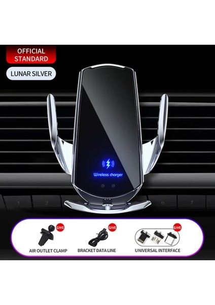 Gümüş Stil 2 30W Araç Kablosuz Şarj Cihazı Hava Firar Cep Telefonu Tutacağı IPhone 13 12 11 x Pro Max Xiaomi Samsung Için Hızlı Şarj Standı (Yurt Dışından)