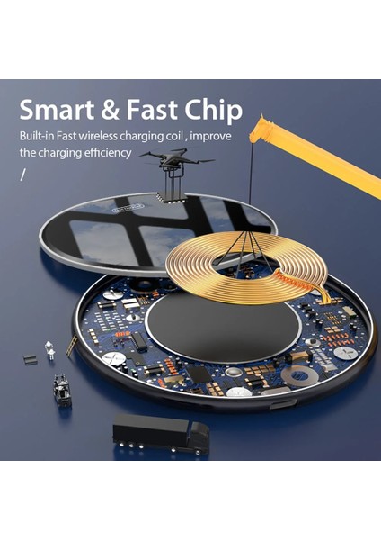 Siyah Fdgao 15W Hızlı Kablosuz Şarj Cihazı iPhone 14 13 12 11 Pro 8 x Xr Xs Hızlı Şarj Pedi Samsung S21 S20 S10 Xiaomi Mi 10 9 (Yurt Dışından) modelleri