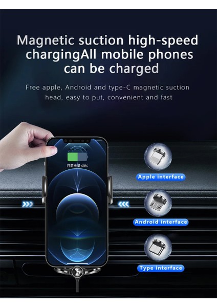 Mavi 2 Sucker ile 30W Araç Kablosuz Şarj Cihazı Hava Firar Cep Telefonu Tutucu Dağı Hızlı Şarj Standı IPhone 13 12 11 x Pro Max Xiaomi Samsung (Yurt Dışından) modelleri