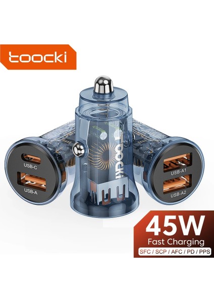 15.5W Çift Şarj Cihazı Toocki 45W Araç Şarj Cihazı Pd USB Tip C Hızlı Şarj 4.0 Qc3.0 USB Telefon Şarj Cihazı iPhone 14 13 Pro Için Hızlı Şarj Xiaomi Samsung (Yurt Dışından) fiyatları