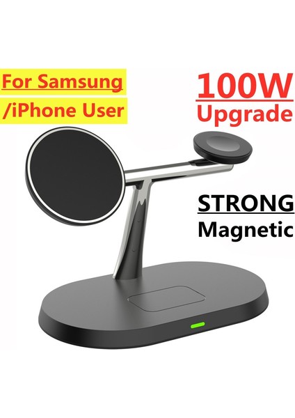 Samsung Kullanıcıları Için 100W 3 In 1 Manyetik Kablosuz Şarj Standı iPhone Samsung S22 S21 Ultra Galaxy Izle 5 Aktif 2 Hızlı Şarj Istasyonu (Yurt Dışından) indirimleri