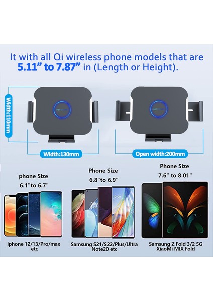 C No Araç Şarj Cihazı 15W Araç Kablosuz Şarj Cihazı Katlanır Ekran Çift Bobin Hızlı Telefon Tutucu Şarj Istasyonu Samsung Galaxy Fold 4 3 2 iPhone 14 Pro (Yurt Dışından) fiyatları