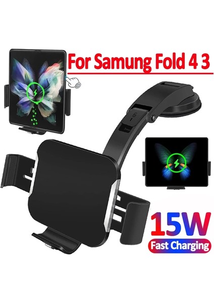 C No Araç Şarj Cihazı 15W Araç Kablosuz Şarj Cihazı Katlanır Ekran Çift Bobin Hızlı Telefon Tutucu Şarj Istasyonu Samsung Galaxy Fold 4 3 2 iPhone 14 Pro (Yurt Dışından) indirimleri