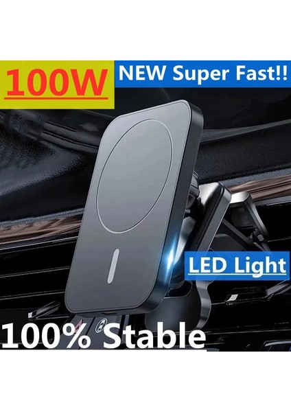 Beyaz Hiçbir Kablo 100W Manyetik Araba Kablosuz Şarj Cihazları Hava Firar Telefon Tutucu iphone 14 13 12 Pro Max Macsafe Şarj Cihazı Hızlı Şarj Istasyonu (Yurt Dışından) fırsatları