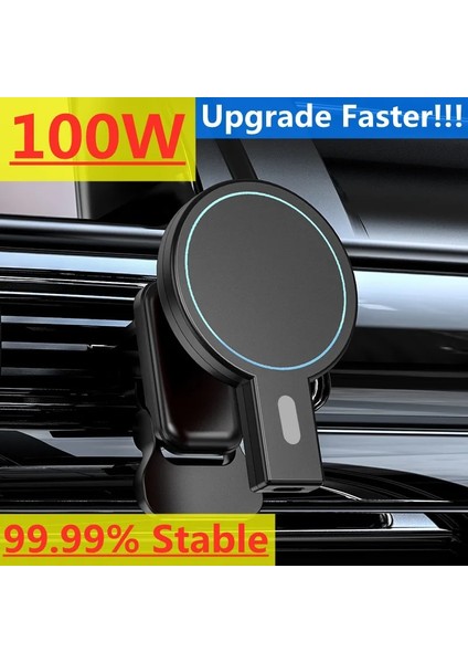 Siyah (Md 2) Kablo Yok 100 W Manyetik Kablosuz Şarj Cihazları Araba Hava Firar Halkalı Telefon Kılıfı Tutucu Hızlı Şarj Istasyonu iPhone 12 13 14 Pro Max Mini Macsaf (Yurt Dışından) fırsatları