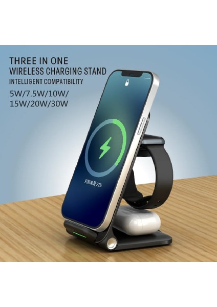 iphone Için Siyah 100 W 3 In 1 Kablosuz Şarj Standı Samsung Galaxy Apple Watch Samsung iPhone 13 12 Için Hızlı Şarj Dock Istasyonu Şarj Cihazı (Yurt Dışından) fırsatları