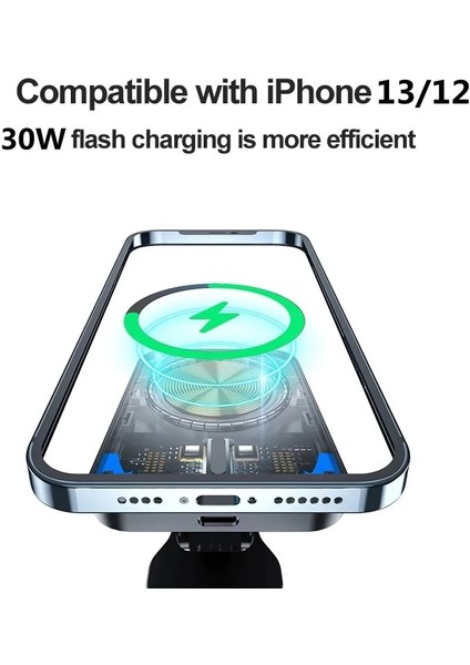 Siyah (Model 2) 30W Manyetik Kablosuz Araç Şarj Cihazı iPhone 13 12 Araç Mıknatıslı Montaj Telefon Tutucu Hızlı Şarj Istasyonu Hava Firar Standı Şarj Cihazı (Yurt Dışından) indirimleri