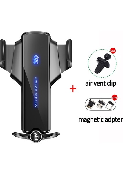 Siyah 30W Araç Kablosuz Şarj Cihazı Manyetik Otomatik Araç Telefonu Tutucu Dağı iPhone Samsung Xiaomi Için Indüksiyon Hızlı Şarj Istasyonu (Yurt Dışından)