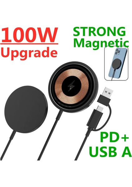 Pd Portu Sadece 100W Manyetik Kablosuz Şarj Aleti iPhone 14 13 12 11 x Pro Max Mini Telefon Şarj Cihazları Indüksiyon Hızlı Şarj Istasyonu Istasyonu (Yurt Dışından) fiyatları