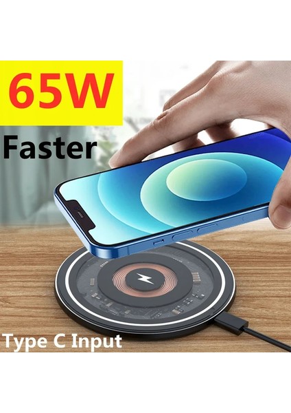 Sadece Pad 65W Kablosuz Şarj Pad Standı iPhone 14 13 12 11 Pro Max x Samsung Xiaomi Şarj Cihazları Indüksiyon Hızlı Şarj Istasyonu Istasyonu (Yurt Dışından) fırsatları