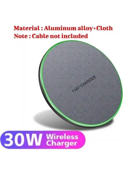 Gri Kablosuz 30W Hızlı Kablosuz Şarj Pedi iPhone 14 13 12 11X8 Pro Max Samsung Galaxy S22 S21 Xiaomi 12 Kablosuz Şarj Istasyonu (Yurt Dışından)