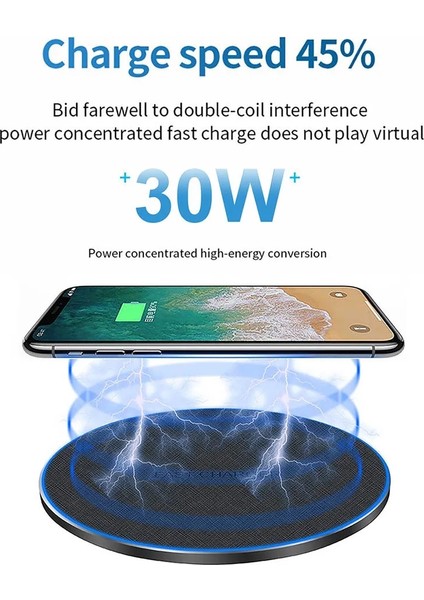 15W 30W Hızlı Kablosuz Şarj Cihazı iPhone 13 12 11 Pro x Xs Max Xr 8 Usb-C Hızlı Şarj Pedi Samsung S21 S20 S10 Not 10 20 (Yurt Dışından) fiyatları