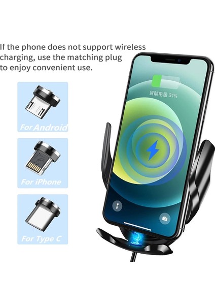 Beyaz Araç Şarj Cihazı Hızlı Şarj 15W Kablosuz Araç Şarj Cihazı Otomatik Sıkma Telefon Tutucu Dağı iPhone 14 13 12 11 Xs Xr x 8 7 Samsung S22 S21 (Yurt Dışından) fiyatları