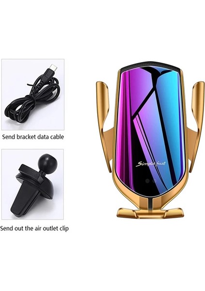10W Altın Fdgao Kablosuz Şarj Cihazı Araç Montaj Otomatik 15W /10W Hava Firar Telefon Tutucu iPhone 14 13 12 11 Xs Xr x 8 Samsung S21 S20 S10 (Yurt Dışından)