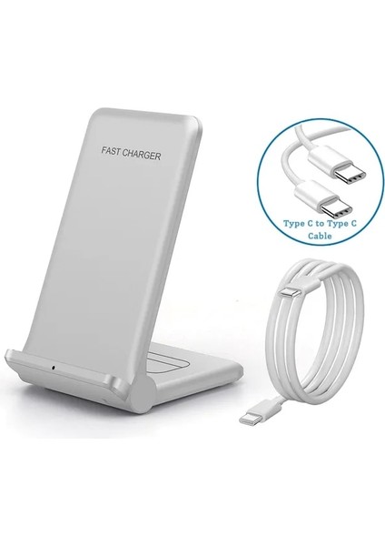 Beyaz 20W 2 In 1 Hızlı Kablosuz Şarj Cihazı iPhone 14 13 Pro Max 12 11 Xs Xr Kablosuz Şarj Standı Samsung S22 S21 Xiaomi 12 (Yurt Dışından)