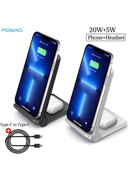 Beyaz 20W 2 In 1 Hızlı Kablosuz Şarj Cihazı iPhone 14 13 Pro Max 12 11 Xs Xr Kablosuz Şarj Standı Samsung S22 S21 Xiaomi 12 (Yurt Dışından) fiyatları