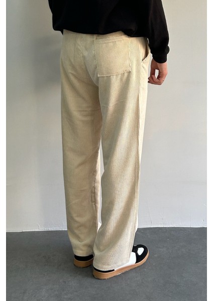 Erkek Beli Lastikli Baggy Kalıp Kadife Pantolon