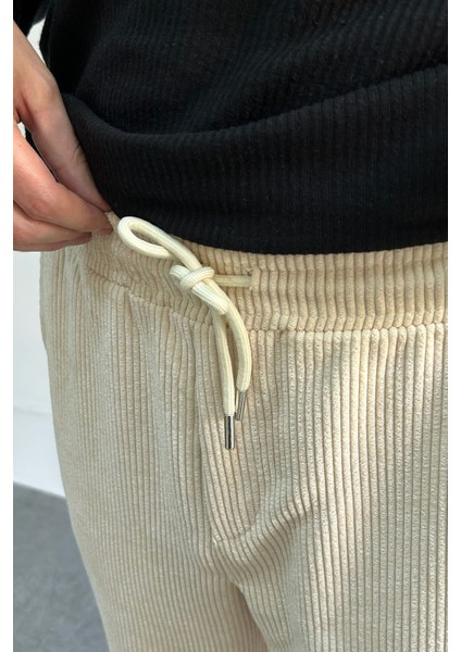Erkek Beli Lastikli Baggy Kalıp Kadife Pantolon fiyatları