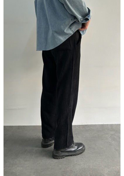 Erkek Beli Lastikli Baggy Kalıp Kadife Pantolon fırsatları