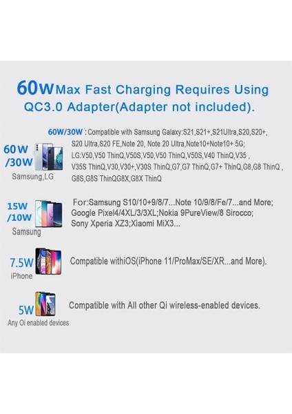 Beyaz 60W Kablosuz Şarj Cihazı iPhone 13 12 11 x Xr Xs Hızlı Kablosuz Şarj Standı Samsung Xiaomi Huawei Için Telefon Şarj Cihazı Kablosuz (Yurt Dışından) modelleri