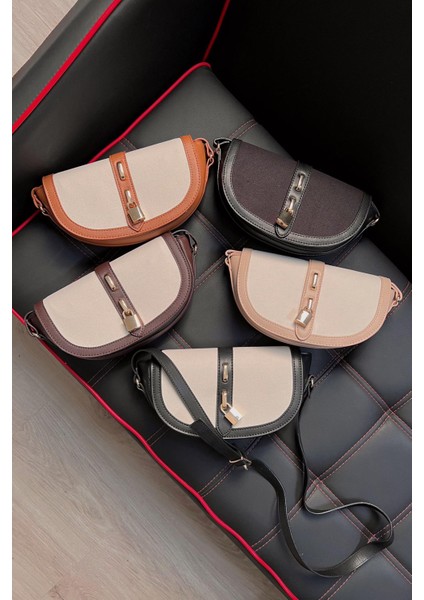 Lock Kilit Aksesuarlı Muadil Keten Kadın Omuz Çantası BP-4772O fiyatları