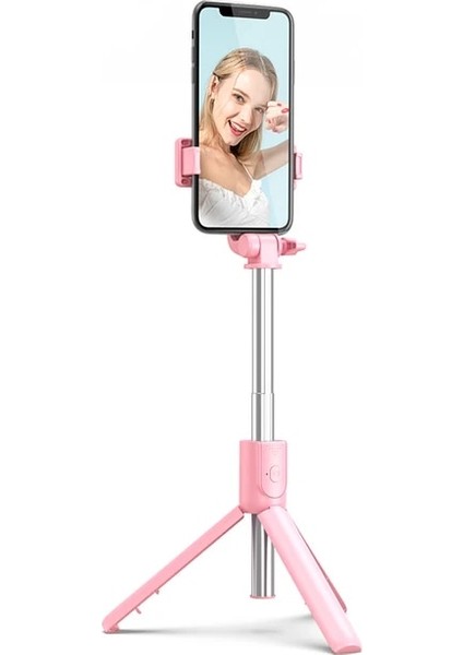 Pembe Selfie Çubuğu Tripod Standı Bluetooth Uzaktan Kumanda Cep Telefonu Ios Android Smartphone Için Selfie Çubuğu Tutucu Canlı Fotoğraf (Yurt Dışından)