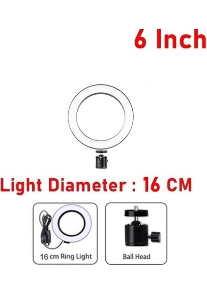 6 Inç Kısılabilir LED Selfie Halka Dolgu Işığı Telefon Kamera LED Halka Lamba Makyaj Video Için Tripod ile Canlı Aro De Luz Para Hacer Tik Tok (Yurt Dışından)