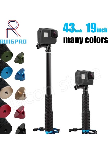43 Inç Kırmızı 43IN Alüminyum Dalış Monopod Gopro Hero 6 5 7 8 9 10 Siyah Tripod Oturumu Sjcam Sj7 Eylem Kamera Selfie Sopa Go Pro (Yurt Dışından)