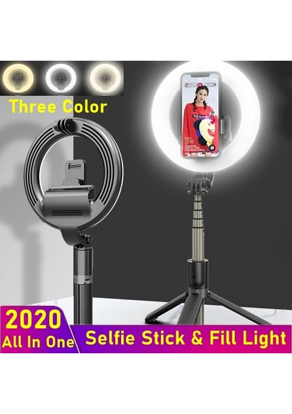 Halka Dolgu Işığı ile Evrensel Bluetooth Kablosuz Taşınabilir Selfie Çubuğu Halka Dolgu Işığı Katlanabilir Tripod Iphone Xiaomi Makyaj Video Canlı Stüdyo Için (Yurt Dışından) fiyatları
