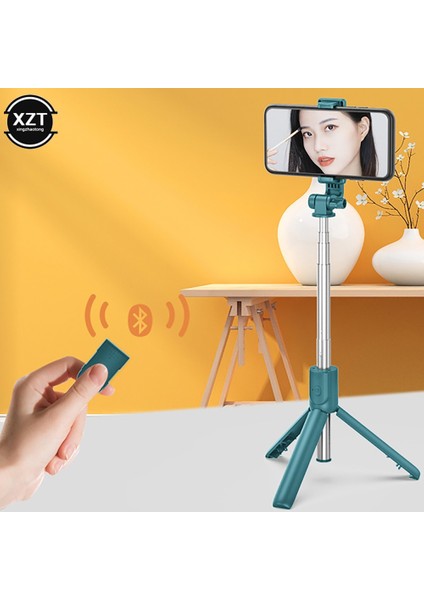 Kablosuz Uzaktan Kumandalı Siyah Mini Uzatılabilir Selfie Çubuğu Tripod, 4'ü 1 Arada Selfie Çubuğu - 360° Dönebilen Telefon Standı Tutucu (Yurt Dışından)