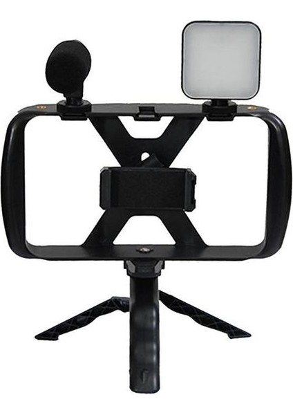 Tek Işık Canlı Tripod 4 In 1 Ayarlanabilir Telefon Klip Fotoğraf Tripod Seti Mikrofon Dolgu Işığı Video Için Kablosuz Taşınabilir Selfie Tripod (Yurt Dışından)