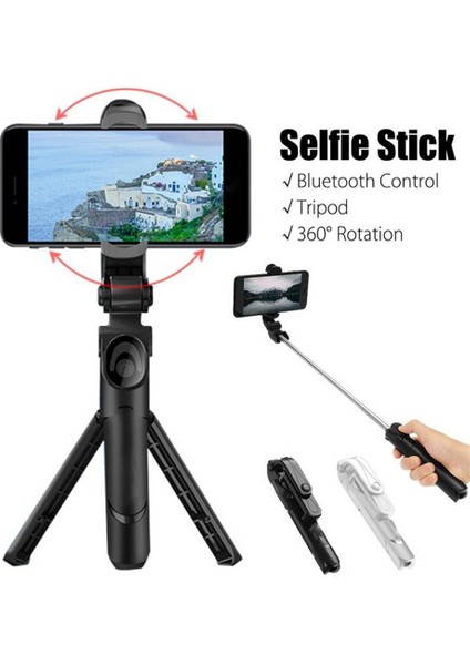 Siyah Akıllı Telefon Selfie Çubuğu Bluetooth Uyumlu Kontrol Yüksekliği Ayarlanabilir Selfie Çubuğu Android 10.0 Ios Için Tripod ile (Yurt Dışından)