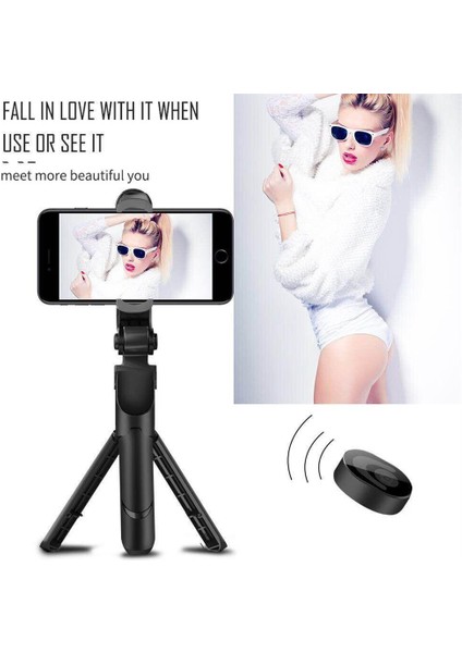 Siyah Akıllı Telefon Selfie Çubuğu Bluetooth Uyumlu Kontrol Yüksekliği Ayarlanabilir Selfie Çubuğu Android 10.0 Ios Için Tripod ile (Yurt Dışından)