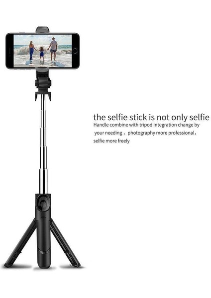 Siyah Akıllı Telefon Selfie Çubuğu Bluetooth Uyumlu Kontrol Yüksekliği Ayarlanabilir Selfie Çubuğu Android 10.0 Ios Için Tripod ile (Yurt Dışından)