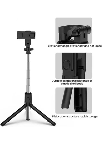 Taban Siyah Çok Fonksiyonlu Bluetooth Uyumlu Selfie Çubuğu Dolgu Işığı Halkası Katlanabilir Tripod Iphone Xiaomi Samsung Fotoğraf Canlı Video (Yurt Dışından) indirimleri