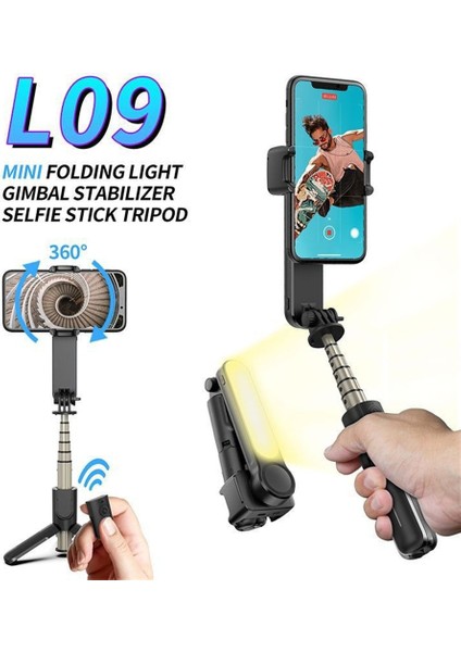 Beyaz Yeni L09 Gimbal Sabitleyici Selfie Çubuk Tripod Dolgu Işığı ile Bluetooth Uzaktan Cep Telefonu Xiaomi Huaweı Ios Akıllı Telefon (Yurt Dışından) fiyatları