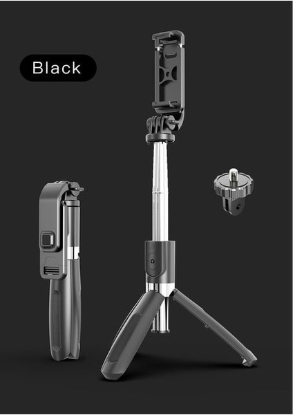 Siyah L02 Kablosuz Bluetooth Selfie Sopa Mini Tripod ile Katlanabilir Selfie Çubuk Telefon Eylem Kamera Iphone Için Uzaktan Kumanda ile (Yurt Dışından)